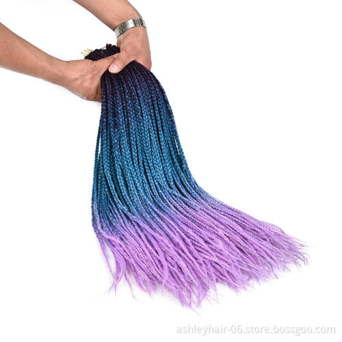 24 Inch Heat Resistant Fiber Synthetic Extension Ombre Color Box Split Twist Crochet Braid Hair